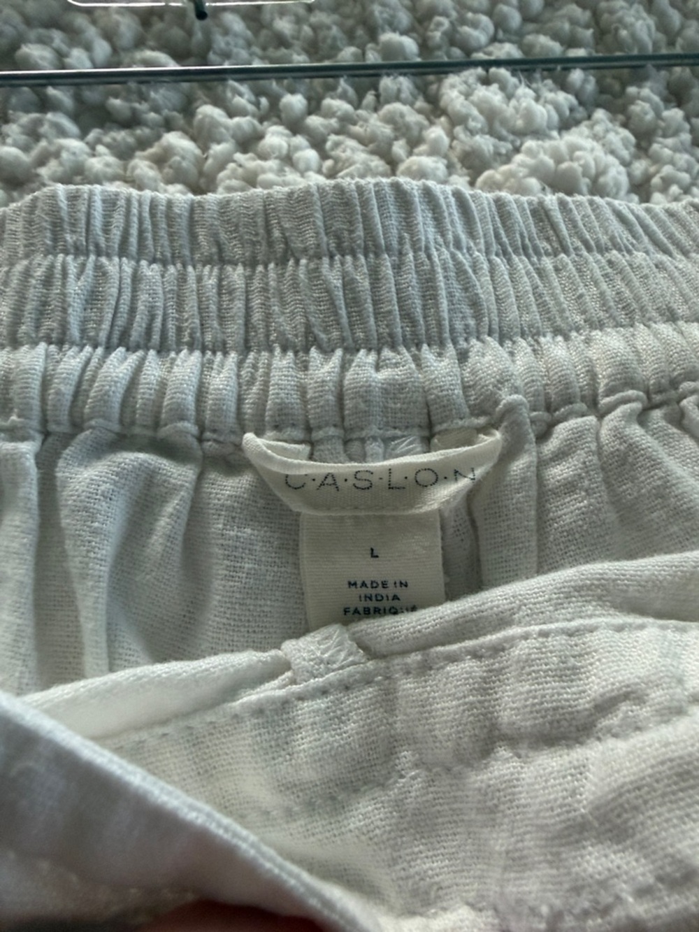 White Women's Linen Drawstring Shorts - Picture 2 of 3
